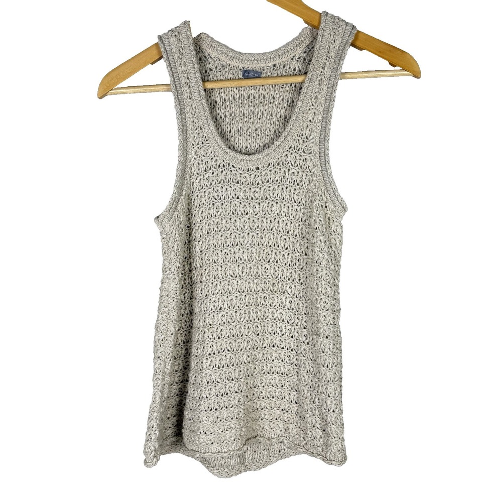 Aerie Open Crotchet Tank Top Womens Small Coastal Ivory Boho Festival Hippie